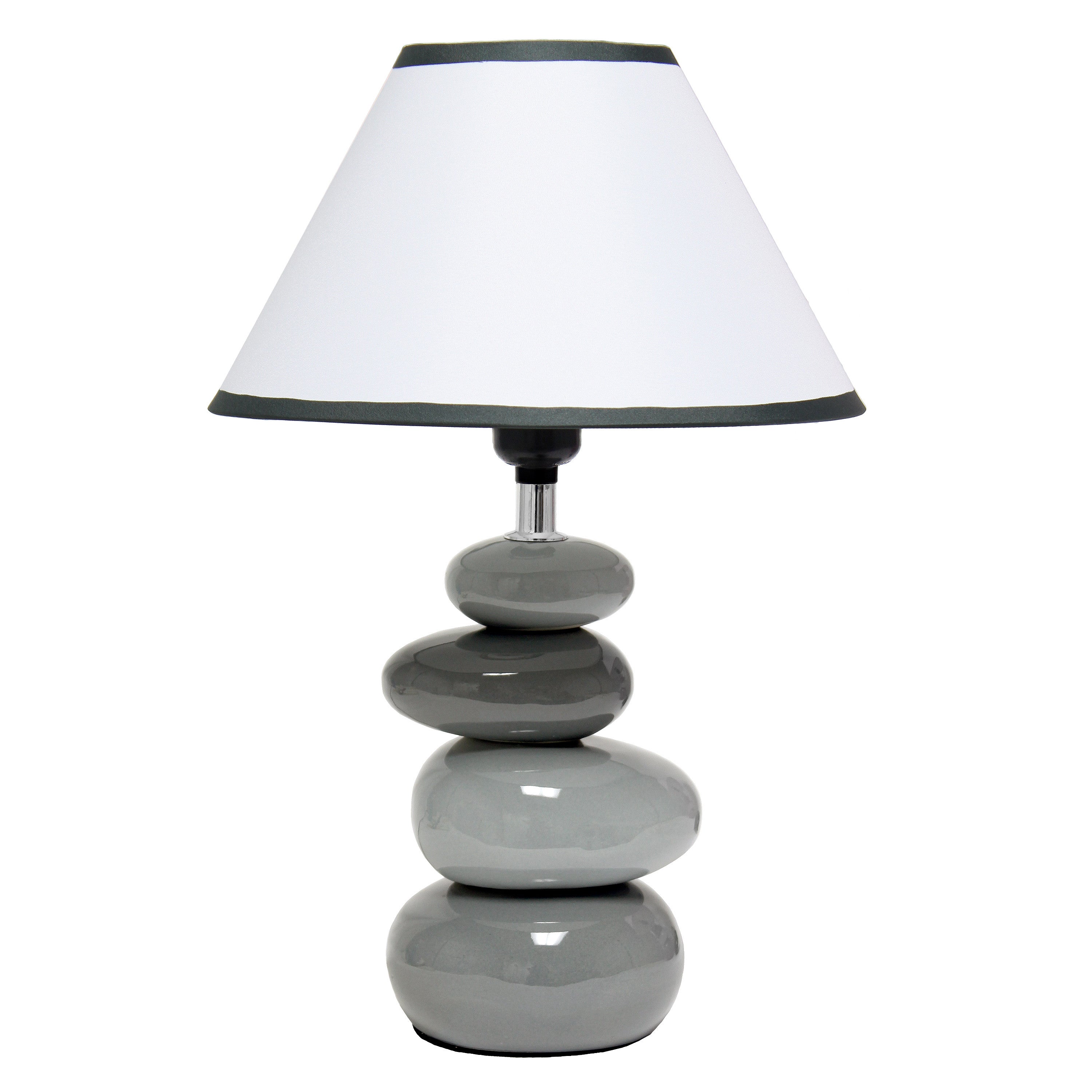 15" Light Gray And Dark Gray Ceramic Novelty Table Lamp LED With White Empire Shade