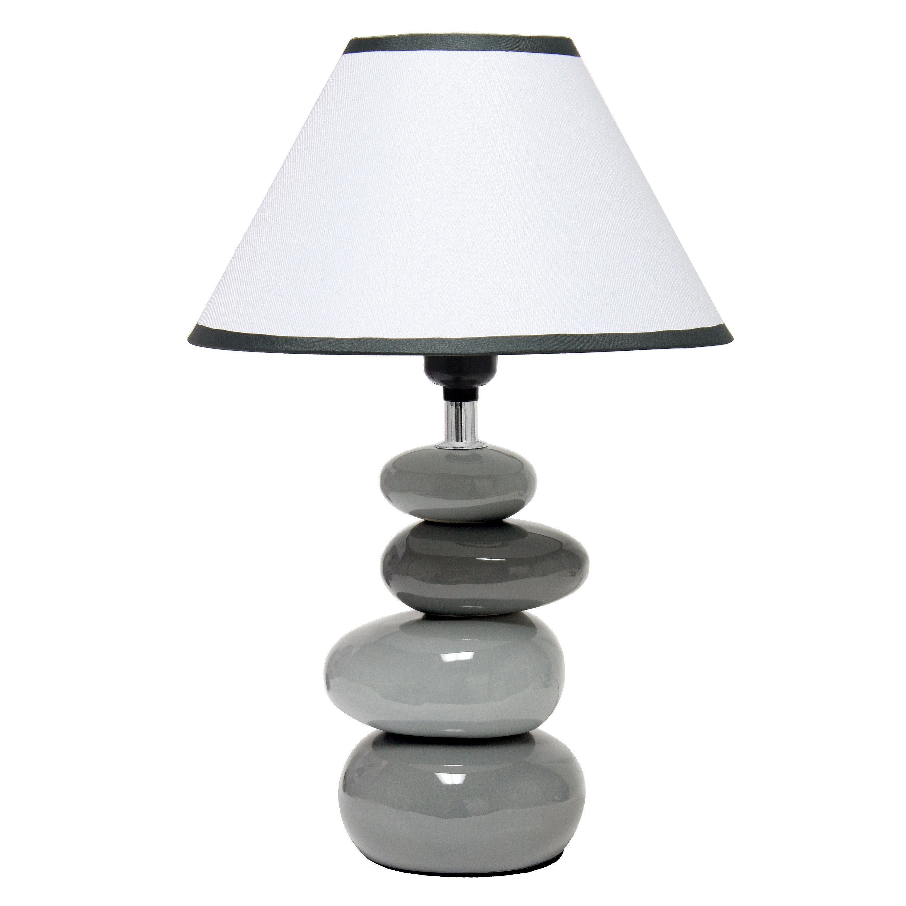 15" Light Gray And Dark Gray Ceramic Novelty Table Lamp LED With White Empire Shade