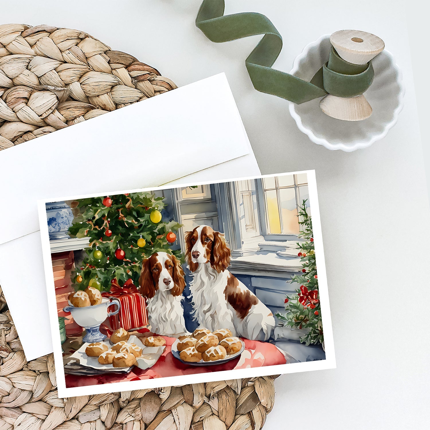 Welsh Springer Spaniel Christmas Greeting Cards Pack of 8