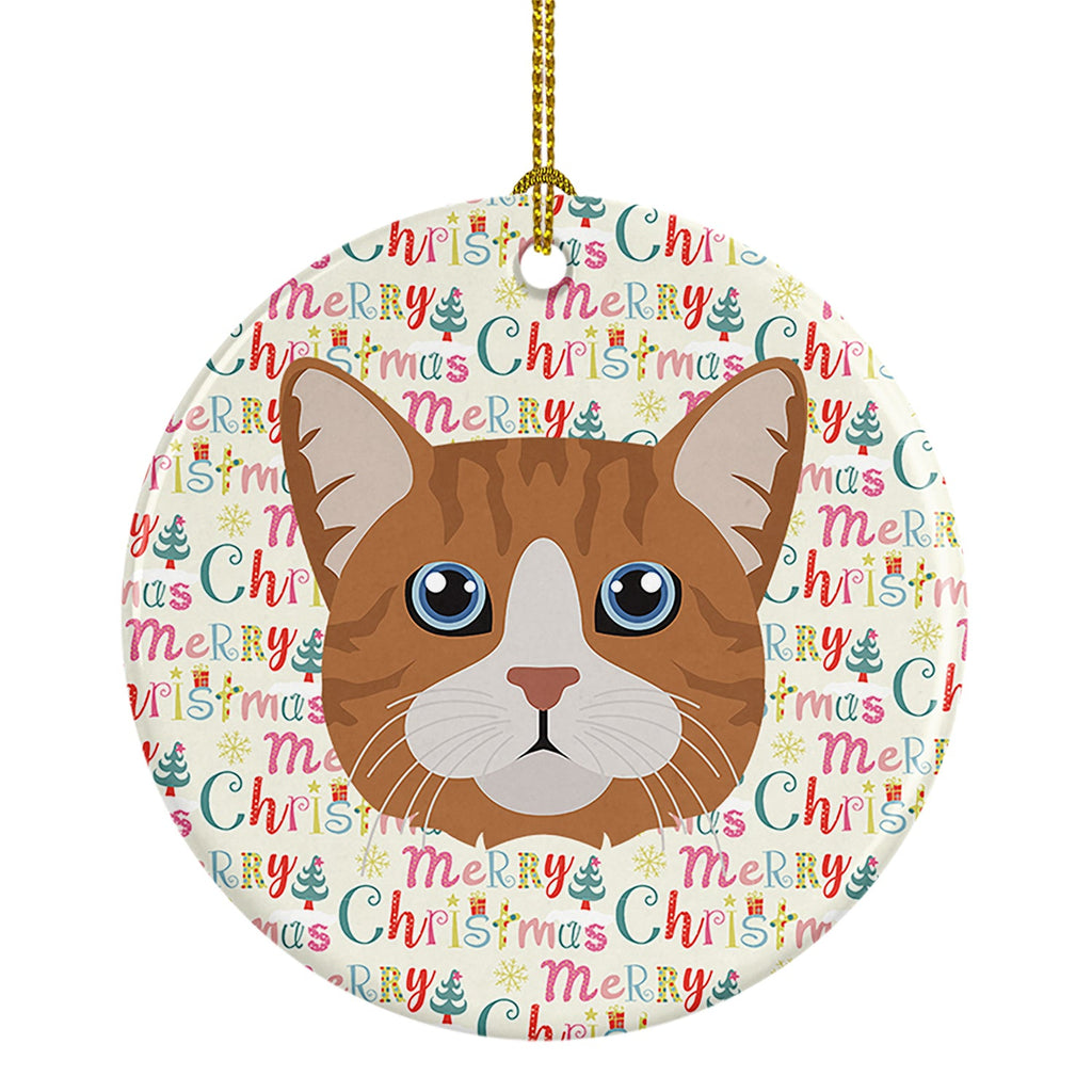 Manx Cat Christmas Ceramic Ornament