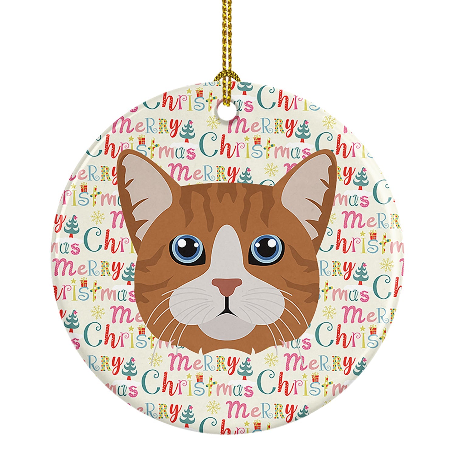 Manx Cat Christmas Ceramic Ornament